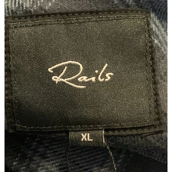 Rails Mens XL Extra Large Blue Black Plaid Button-Up Shirt Cotton Blend NWT New - Picture 6 of 9